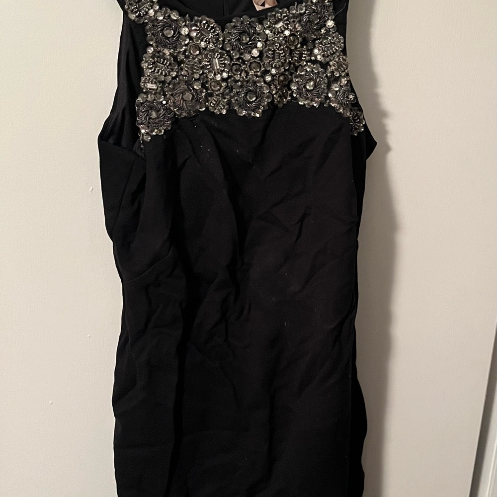 Bailey 44 Black Mini Dress with Silver Embellishments